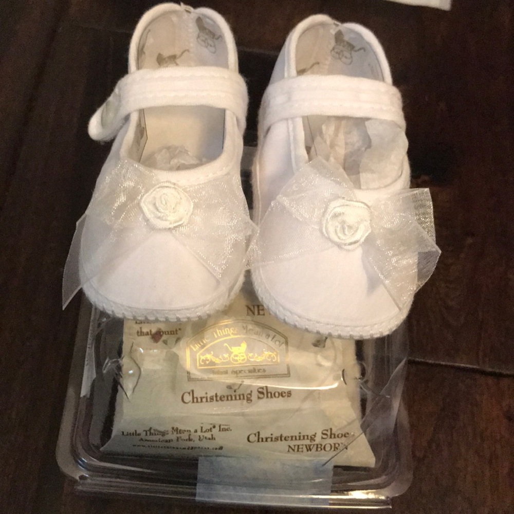 NWT baby organza bow shoe Christening baptism